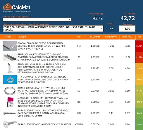 CalcMat PREMIUM - Planilha Calculdadora de Materiais